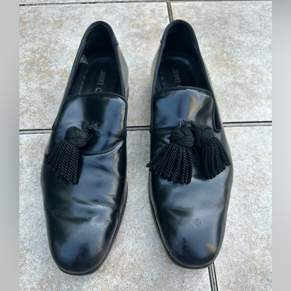Jimmy Choo Black Soft Patent Leather Loafers